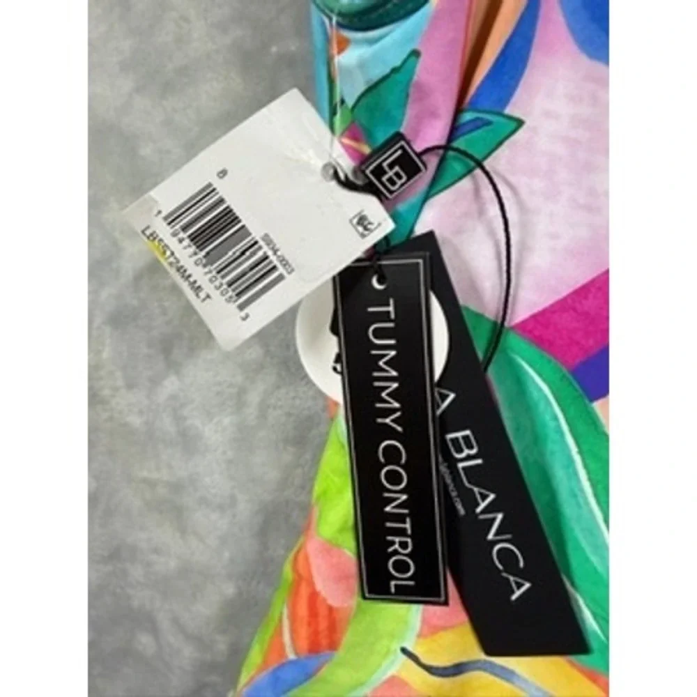 NWT La Blanca Tropi Flage One Piece Swimsuit Tummy Control 8 $120